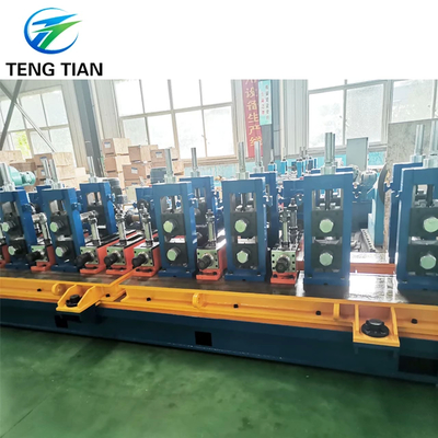 High Speed PLC Controlled Pipe Mill For 25-76mm Diameter Pipes Frequency Induction Welding 500KW Power