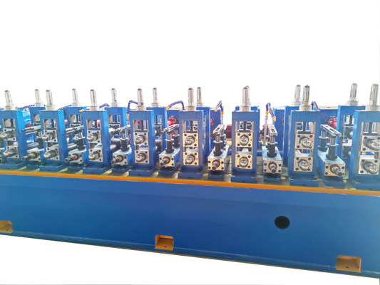 durable ERW Welding Steel Pipe Making Machine With Pipe Polishing Blue Colour