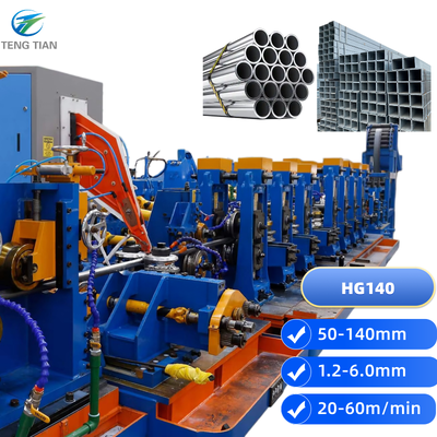 HG140 Automatic HF Tube Mill CE PLC Quick Tool Change Φ50-140x6.0mm 60m/min Low Energy High Capacity